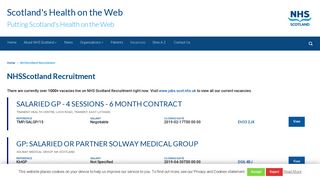 NHSScotland Recruitment - Scotland's Health on the Web