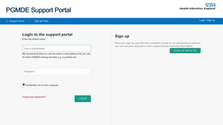 Sign into : HEE-NHS - PGMDE Support Portal