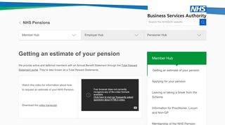Getting an estimate of your pension | NHSBSA