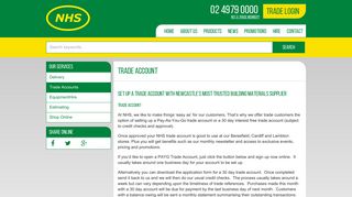 Trade Accounts | Newcastle, Maitland & Hunter Valley | NHS