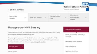 Students - Manage BOSS account | NHSBSA