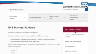 Student Services | NHSBSA