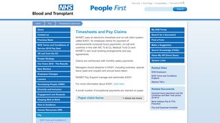 Timesheets and Pay Claims - People First - NHS Blood and Transplant