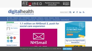 1.1 million on NHSmail 2, push for social care expansion | Digital Health