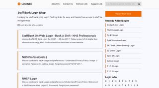 Staff Bank Login Nhsp