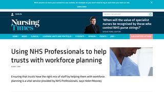 Using NHS Professionals to help trusts with ... - Nursing Times
