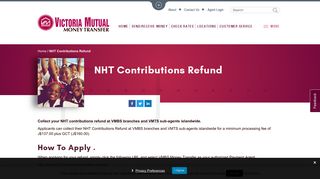 NHT Contributions Refund - Victoria Mutual Money Transfer