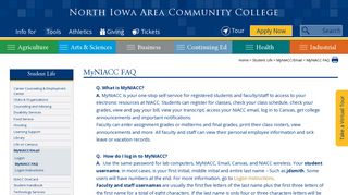 MyNIACC FAQ - North Iowa Area Community College