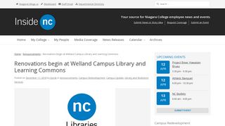 Renovations begin at Welland Campus Library and ... - Niagara College