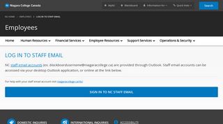 Log In to Staff Email | Niagara College