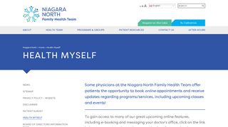 Health Myself - Niagara North Family Health Team