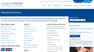 Website Directory | Niagara Health | Santé De Niagara