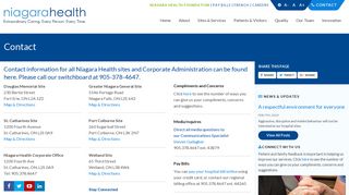 Contact | Niagara Health System | Système De Santé De Niagara