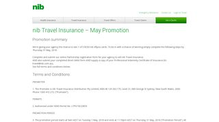 nib - nib Travel Insurance – May Promotion
