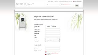 Register an account - NIBE Uplink™