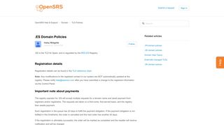 .ES Domain Policies – OpenSRS Help & Support