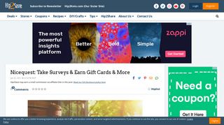 Nicequest: Take Surveys & Earn Gift Cards & More - Hip2Save
