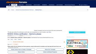 NICEIC Online certification - Opinions please | Electricians Forum ...