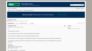 Database Login - NiceLabel Forums