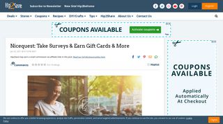 Nicequest: Take Surveys & Earn Gift Cards & More - Hip2Save