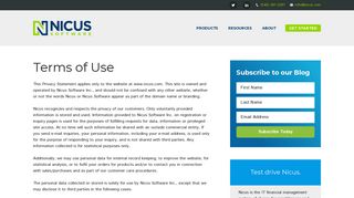 Terms of Use - Nicus Software