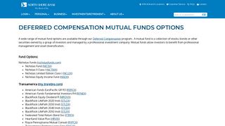 Deferred Compensation Mutual Funds Options | North Shore Bank