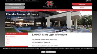 BANNER ID and Login Information - Nicholls State University