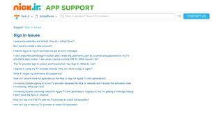 Sign In Issues - Nick Jr. App Support Support