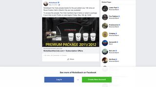 Nickelback - Nickelback Fan Club presale tickets for the... | Facebook