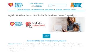 MyKid's Patient Portal | Nicklaus Children's Hospital