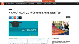 NICMAR NCAT 2019 Common Admission Test | AglaSem Admission