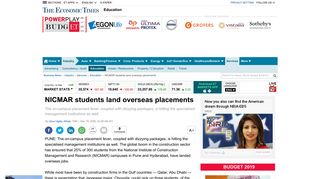 NICMAR students land overseas placements - The Economic Times