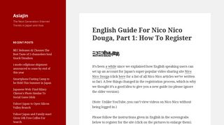English Guide For Nico Nico Douga, Part 1: How To Register | Asiajin