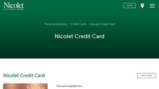 Nicolet Credit Card - Nicolet National Bank