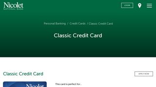 Classic Credit Card - Nicolet National Bank