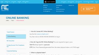 Online Banking - NIC Securities
