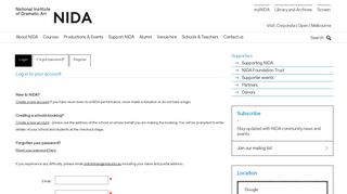NIDA supporters | Login - NIDA supporters | Calendar