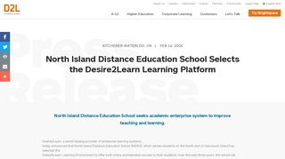 North Island Distance Education School Selects the Desire2Learn ...