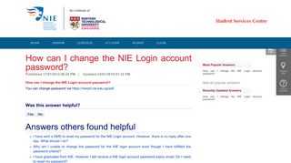 How can I change the NIE Login account password?