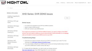 XHD Series: DVR DDNS Issues – NightOwl SP