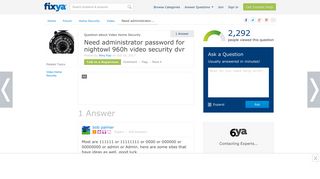 SOLVED: Need administrator password for nightowl 960h - Fixya