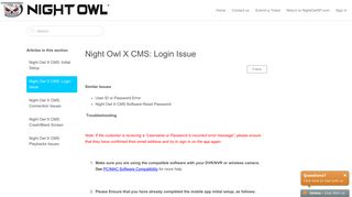 Night Owl X CMS: Login Issue – NightOwl SP