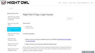 Night Owl X App: Login Issues – NightOwl SP