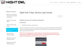 Night Owl X App: Device Login Issues – NightOwl SP