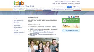 Adult Learners - TDSB