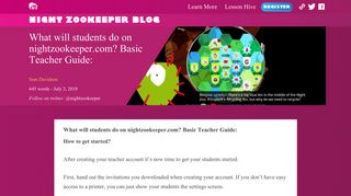 What will students do on nightzookeeper.com? Basic Teacher Guide ...