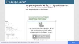 Login to Netgear Nighthawk X6 R8000 Router - SetupRouter