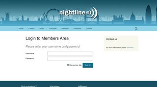 Login to Members Area | London Nightline