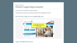 Owner's Login Improvements - NightsBridge