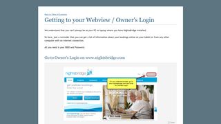 Getting to your Webview / Owner's Login - NightsBridge
